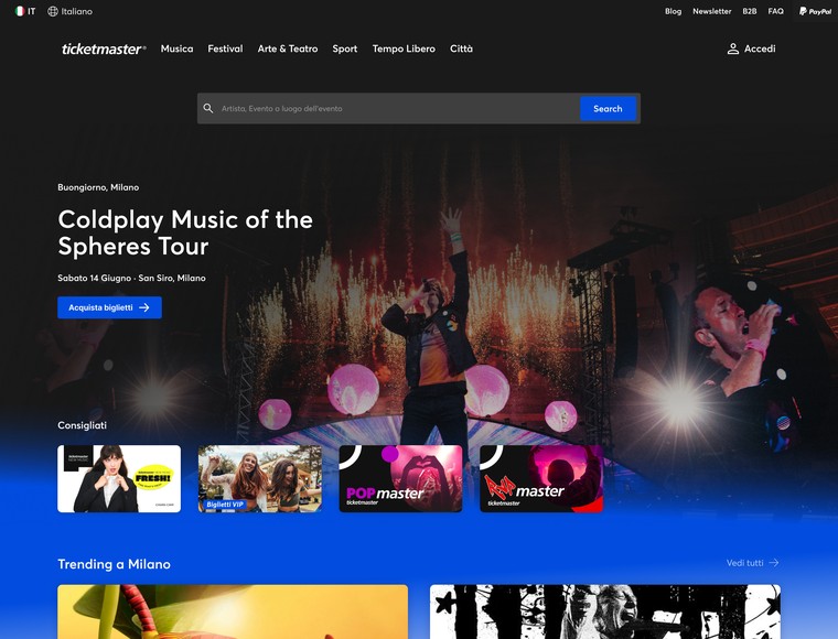 Homepage dopo
